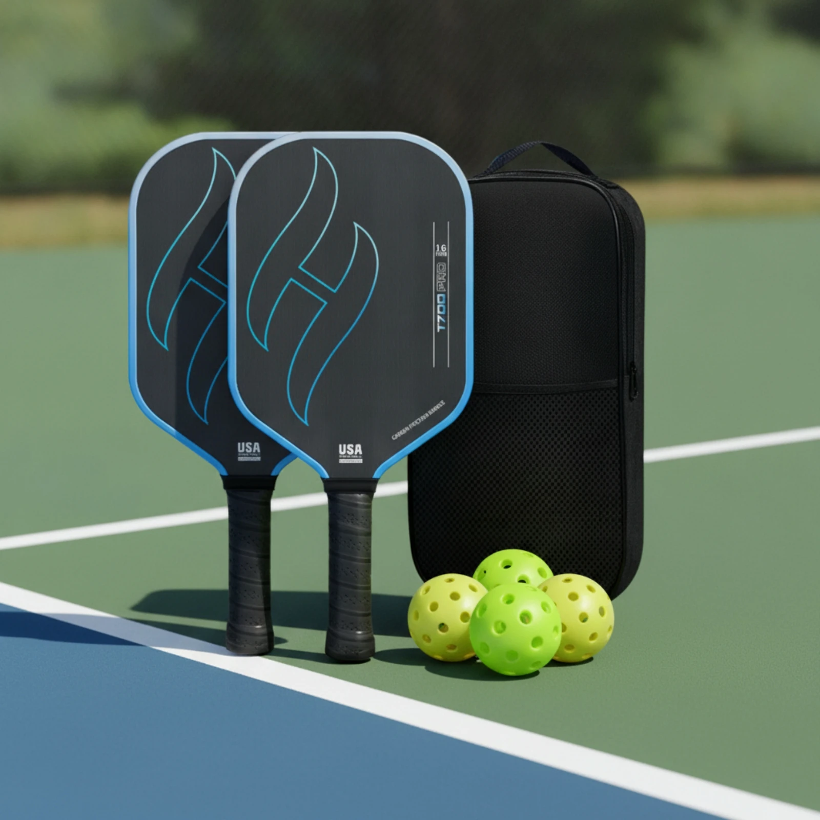 2-pieces-pickleball-paddle-set-with-balls-carbon-fiber-pickleball-set-with-bag-sporting-goods-matte-long-lasting-for-players