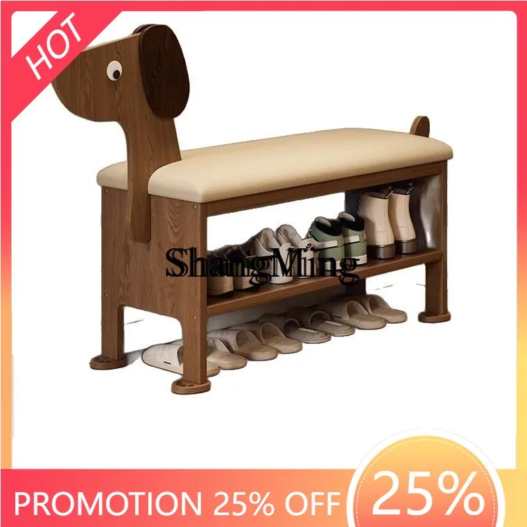 FG الخشب تغيير الأحذية باب المنزل يمكن أن يجلس الأحذية يجلس البراز المدمج المنزل الإبداعي الضيق للغاية ارتداء الأحذية البراز