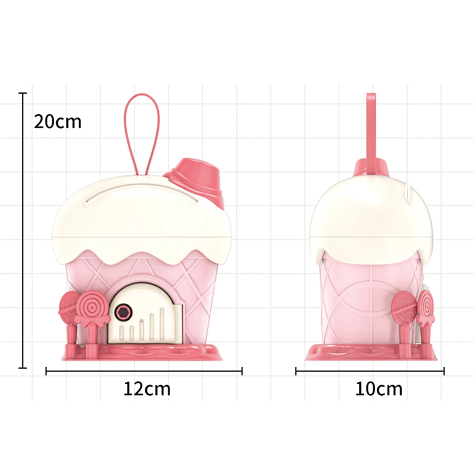 Tirelire de dessin animé pour enfants, cabane de crème glacée, autocollants de bricolage, économie d'argent, boîte avec prédire Kawaii, jouet de grande capacité, cadeau pour enfants