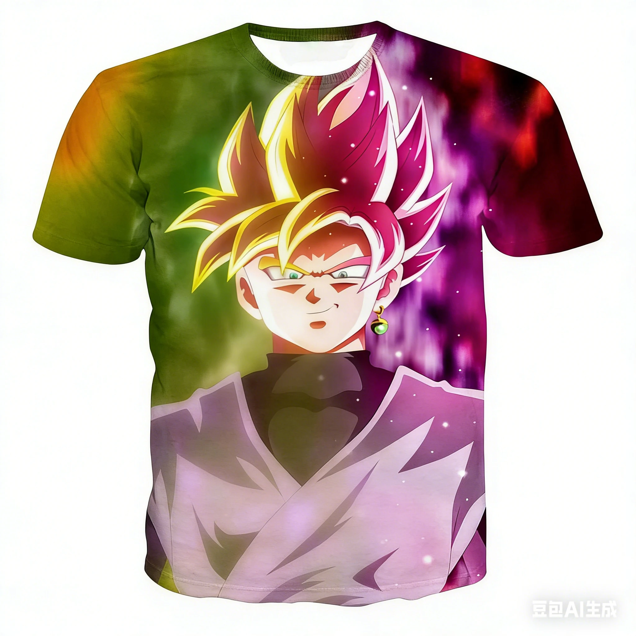 

Japanese Anime Dragon Ball Z Printed Goku God Half Rose & Golden Fan Art Cool T-shirt Fashion Kids Adults Cosplay Tops Clothing