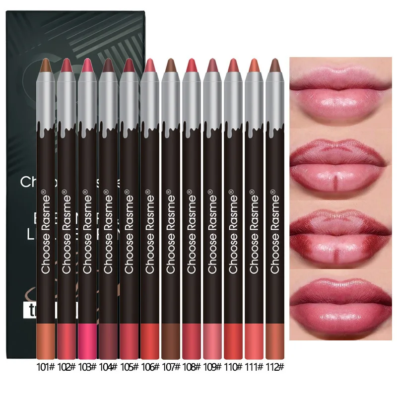 12 stücke Lippenstift Lip liner Stift Set matt Samt Lip Liner Bleistift Kontur Make-up sexy roten Lippenstift langlebige Kosmetik