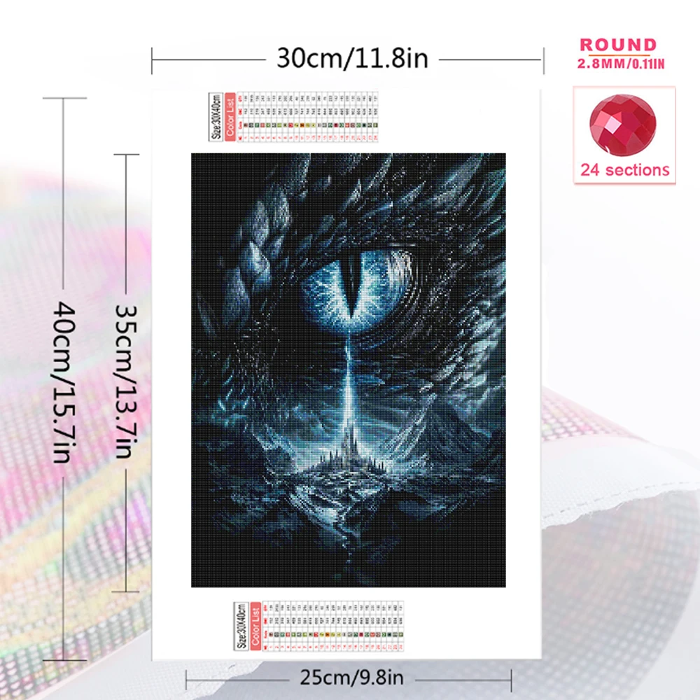 Evershine Dragon Eye Diamond Painting Animal Acrylic Craft Supplies Diamond Mosaic Castle House DIY Embroidery Decor for Home
