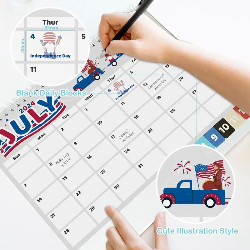 2024 Desk Calendar Simple Planner Monthly 2024 Desktop Calendar Decorative Memos Multifunctional Cardboard Calendar Ornaments