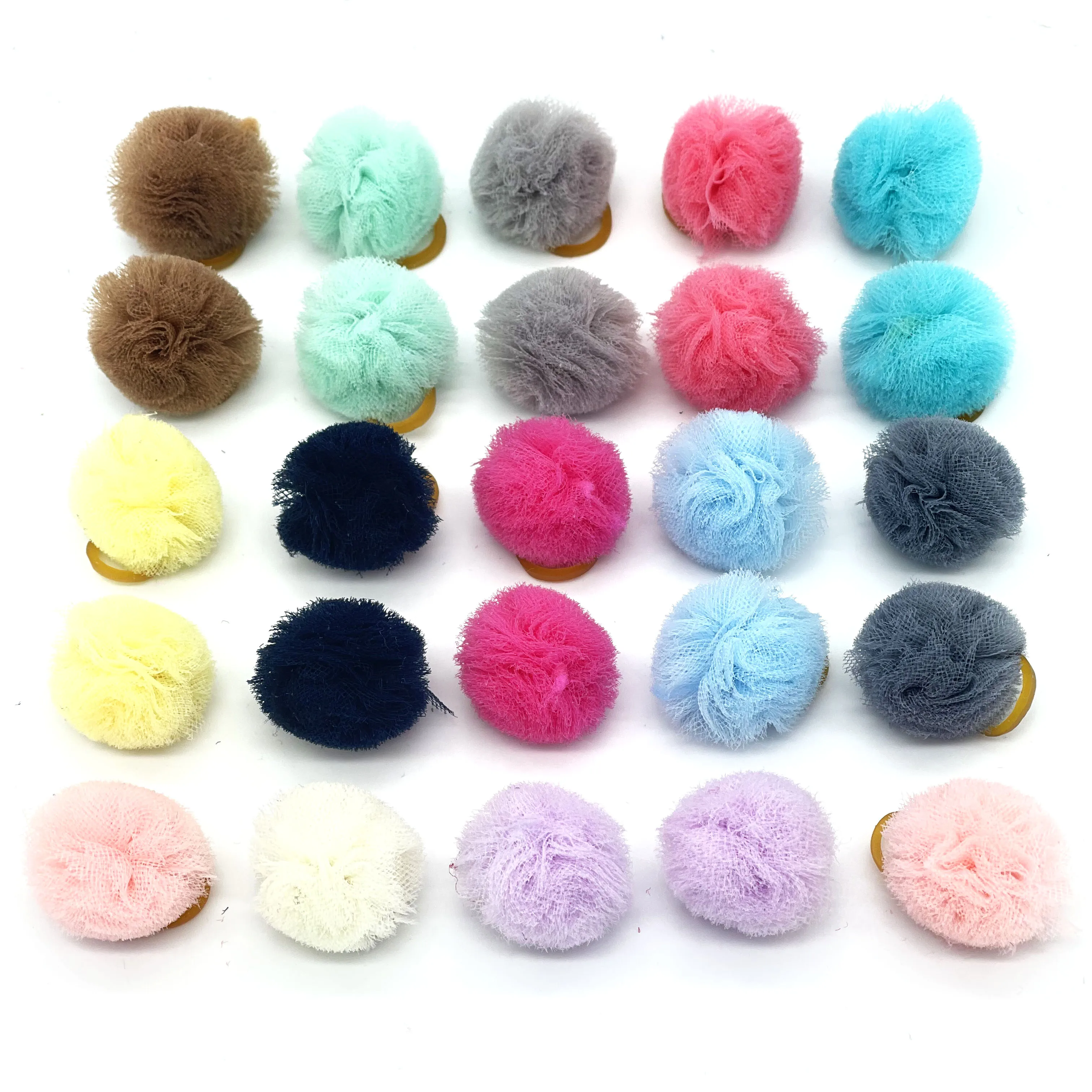 New 100pcs Pet Dog Hair Accessories Small dog Puppy Cat Hair Bows Round Lace Bows rubber bands Pet Grooming products 2.5CM