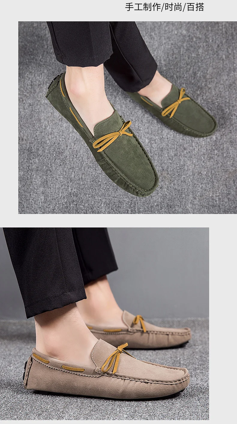 Handgefertigte Loafer in Übergröße für Paare, trendige, lässige Slipper im britischen Stil, Fahrschuhe, extra breit, Schuhe aus Wildleder. – Detail 11