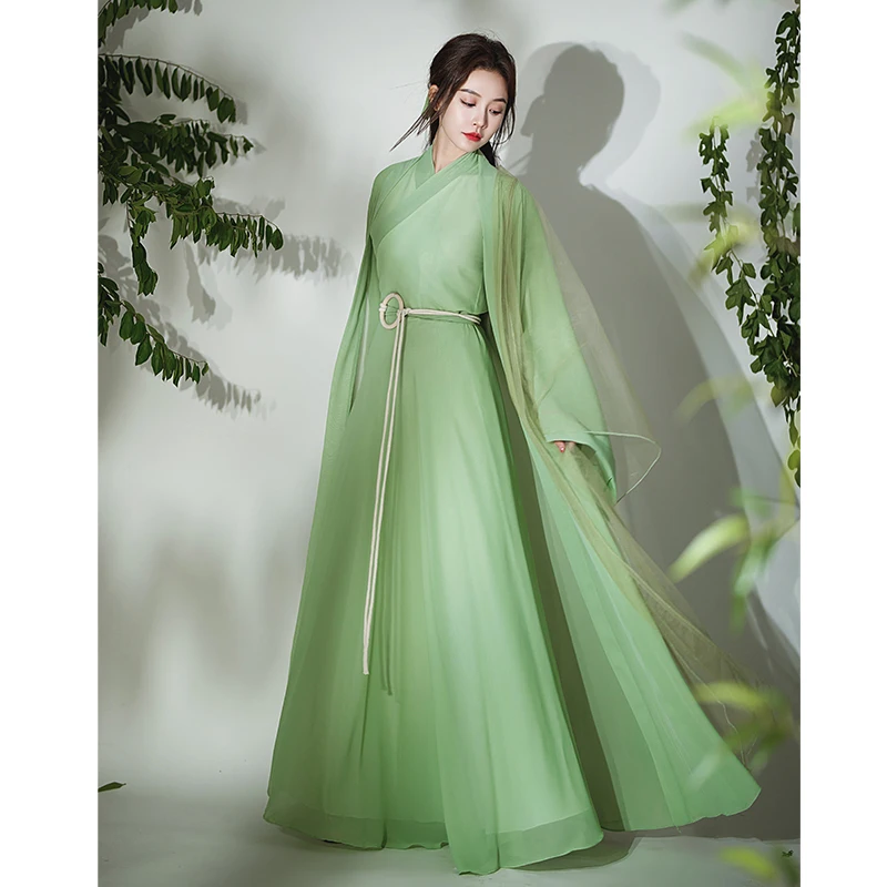 

Green Women's Han Chinese Clothing Costume Elements Dress Ancientry Dance