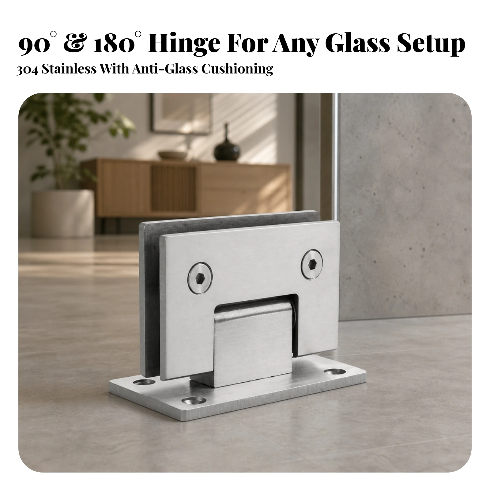Glass Shower Door Hinge Stainless Steel Shower Door Hinge with Clamp Hardware Rustproof Quick Installation for Contractors