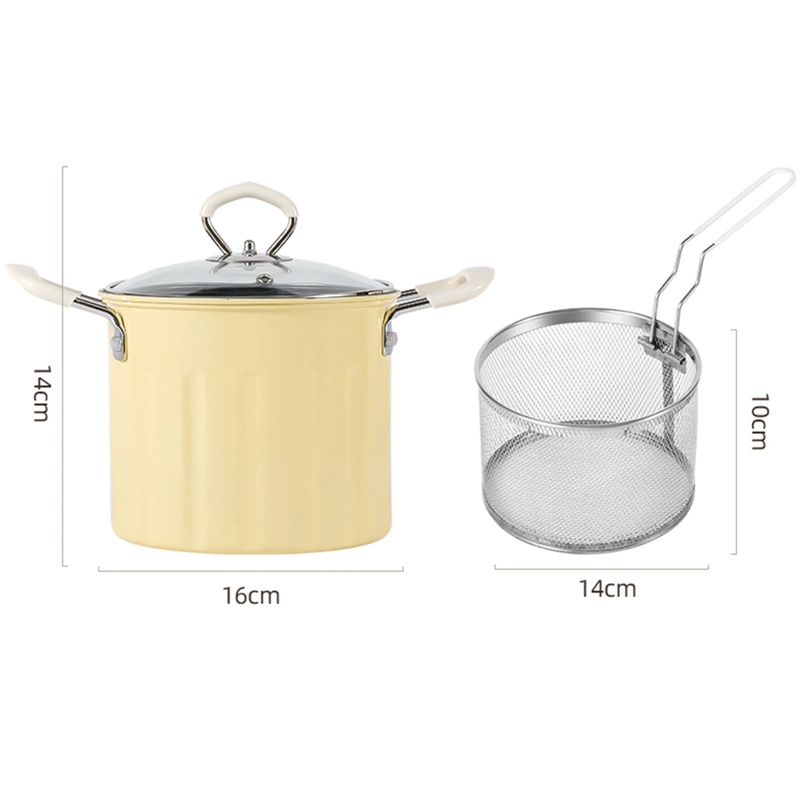 3L Capacity Frying Pot Deep Frying Fish Strainer French Japanese Chips Mesh Pasta Pan Household Low Oil Smoke Small Frying Pot