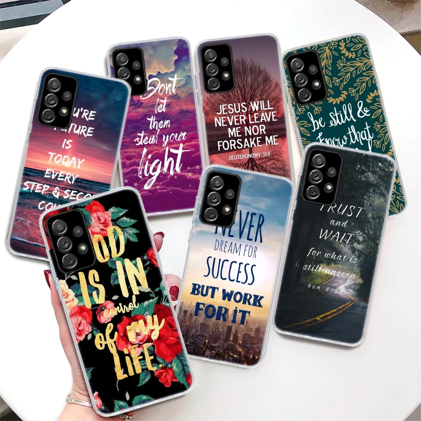 Bible Quotes Cheer Up Phone Case For Samsung Galaxy A52 A53 A54 A55 A12 A13 A14 A15 A22 A23 A24 A25 A32 A33 A34 A35 A03S A04S