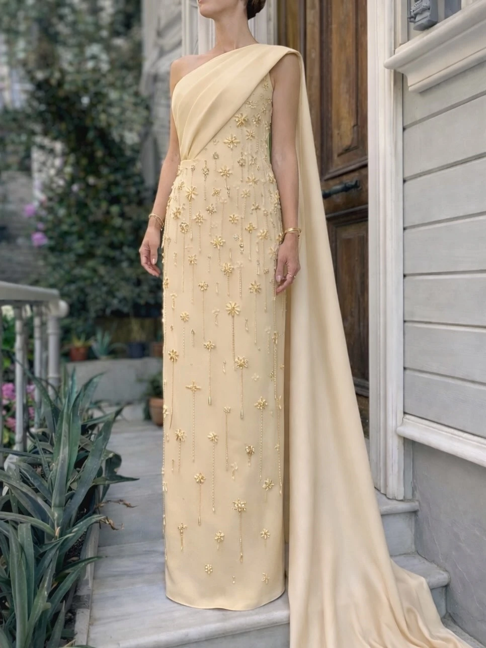 

Oisslec Prom Dress Elegant Vintage Sweet Champagne Crystal Beads New Customized Formal Occasion Prom Dress Evening Party Gowns