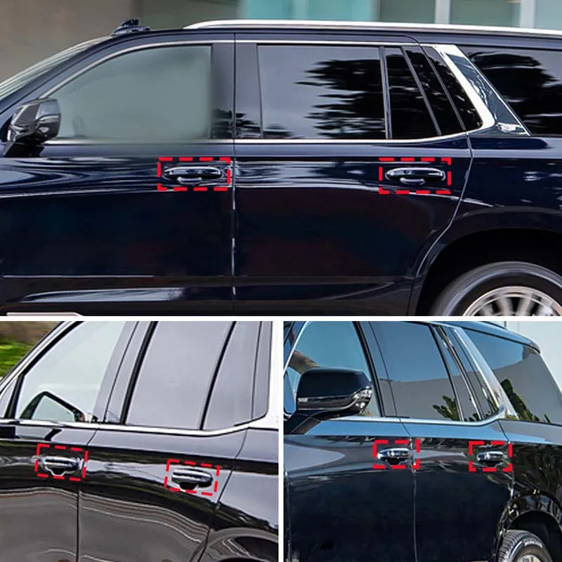 لكاديلاك إسكاليد 2021-2023 ألياف الكربون الحقيقية مقبض باب السيارة الإطار الديكور غطاء الكسوة ملصق اكسسوارات السيارات