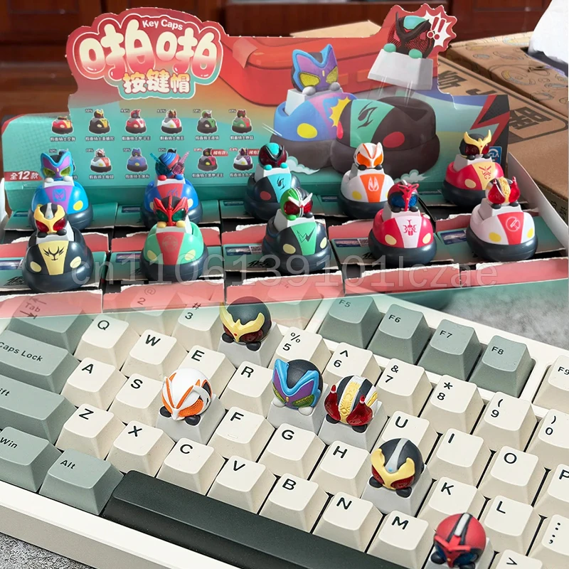 

In Stock Original Kamen Rider Keycaps Q Version Figure Anime Keycap Boy Cute Point Key Caps Toys Custom Birthday Gift