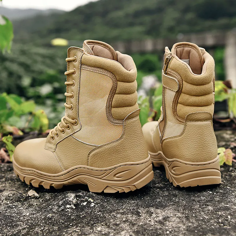 รองเท้าบูททหารยุทธวิธีคุณภาพสูง สำหรับฝึกซ้อม น้ำหนักเบาพิเศษ รองเท้าทหารสำหรับผู้ชายและผู้หญิง เหมาะสำหรับการตั้งแคมป์ ปลอดภัย ตอบสนองรวดเร็ว