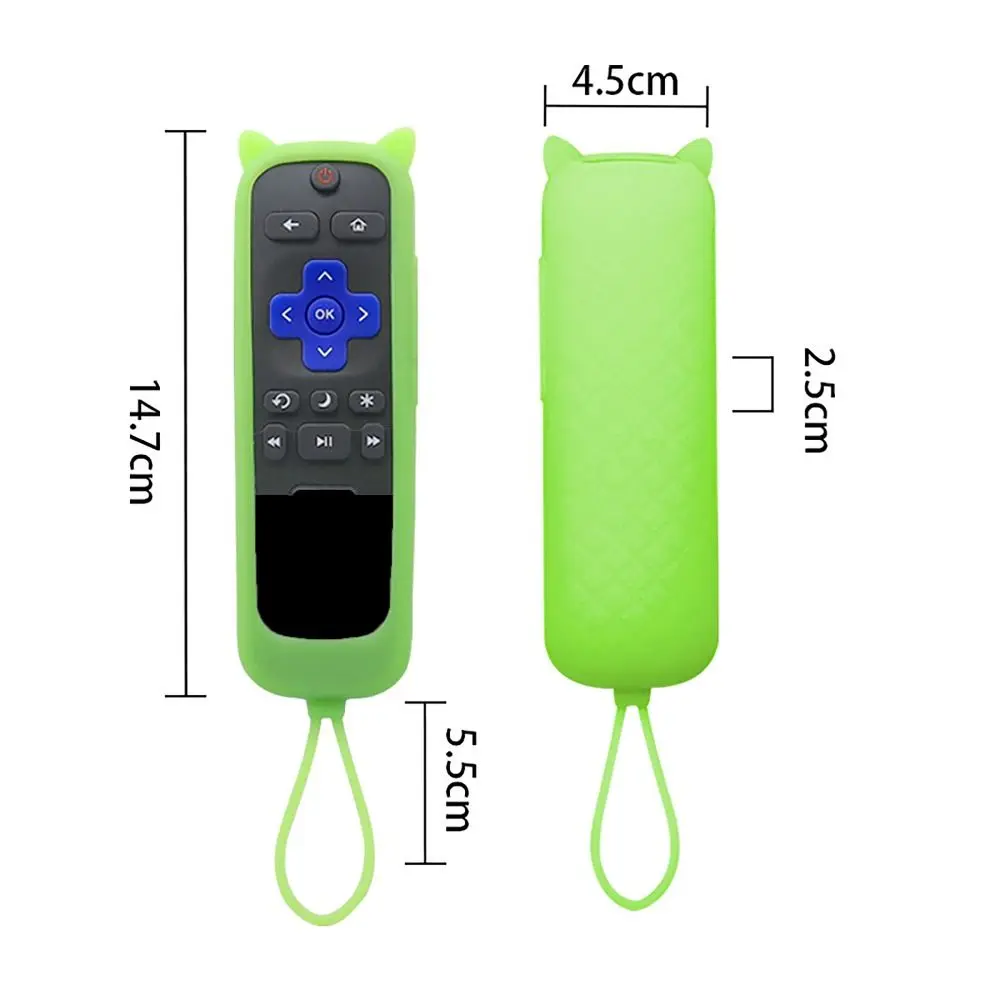 Wrist Strip TV Remote Control Cover Silicone Glow in The Dark Luminous Control Cover Dust Proof Cute Cat Ear Design