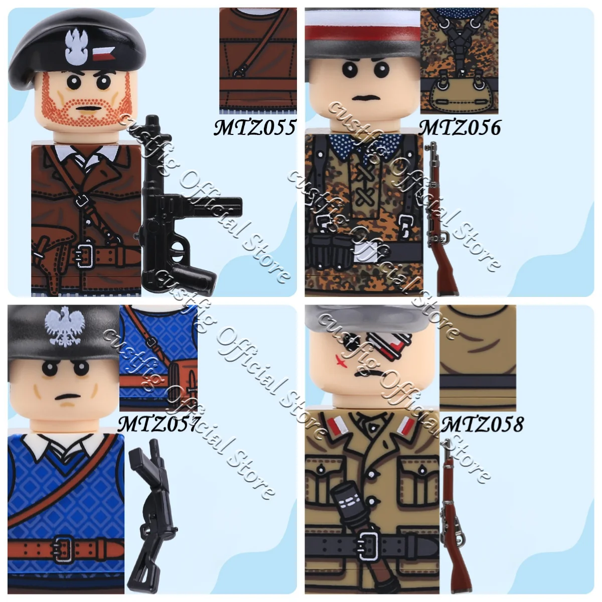 MOC Polnische Heersoldaten-Figuren Bausteine Erster Weltkrieg Britischer Militär-Infanterieoffizier Kavallerie Gewehrhelm Bausteine Jungen Spielzeug Geschenk – Detail 3