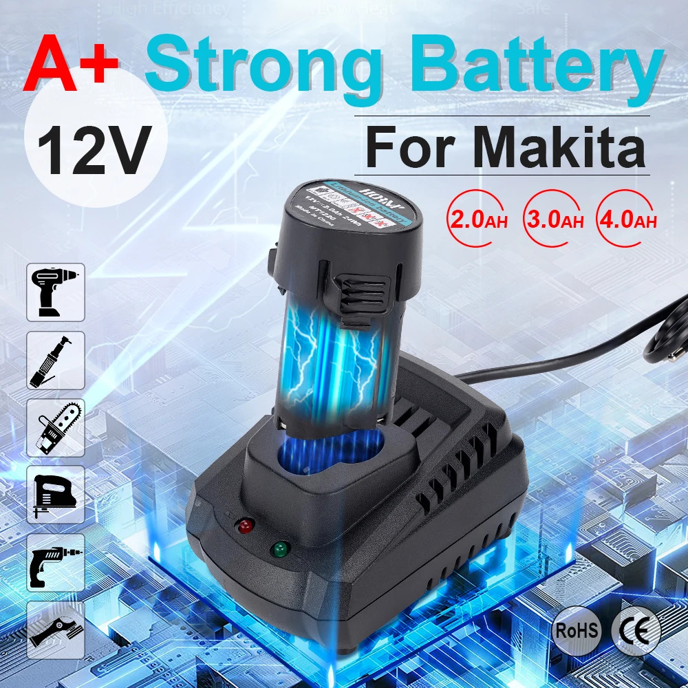 12V 10mm elektryczny akumulatorowy wiertarka udarowa akumulator elektryczny śrubokręt wiertarka elektryczna Li-Ion bateria do narzędzi Makita 12V bateria