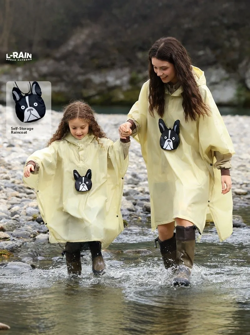 

Легкий дышащий дождевик с двойным слоем для родителей и детей, всепогодное пальто-дождевик для всей семьи, подходит для домашних животных