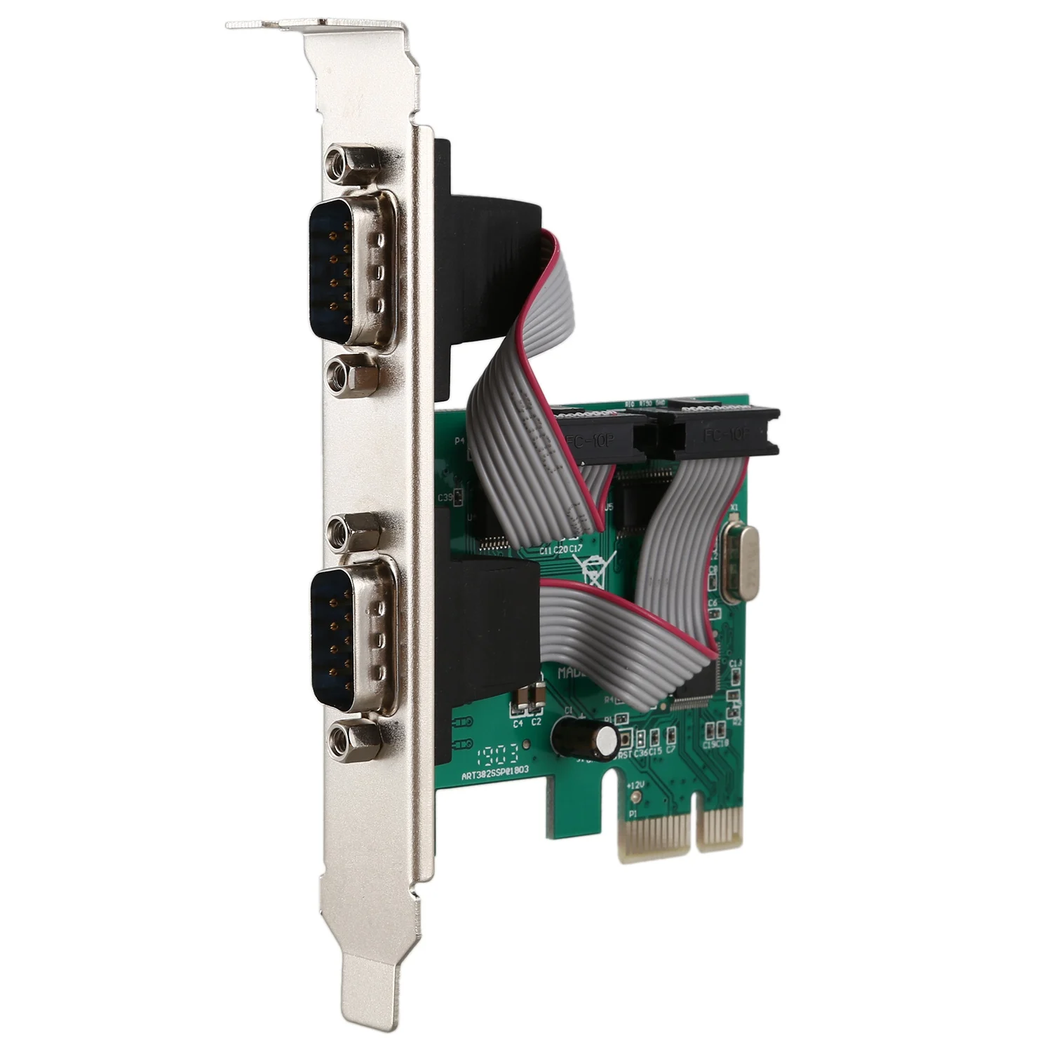 PCI-E PCI Express Dual Serial DB9 RS232 2 Ports Controller Adapter Card Green