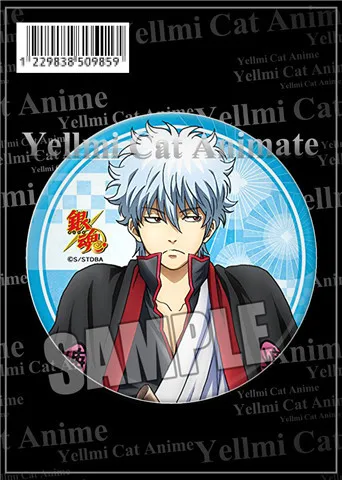 Anime GINTAMA Figures Sakata Gintoki Takasugi Shinsuke Hijikata Toushirou Cosplay Metal Badge Bag Pins Fans Christmas Brooch 6CM