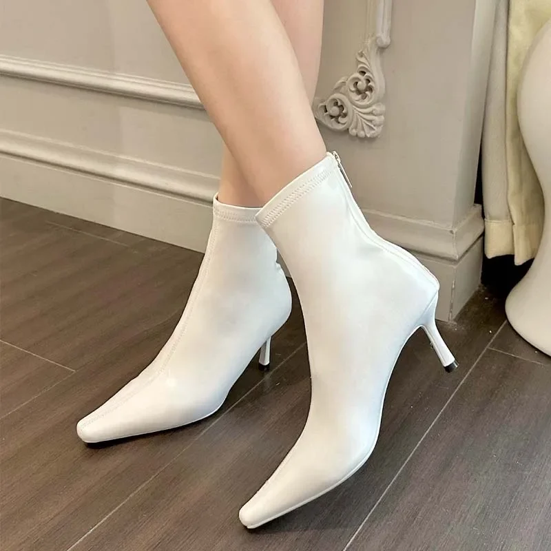 Eilyken High Quality Soft PU Leather Ankle Boots Women Street Style Pointed Toe Thin Low Heels Shoes Short Botines