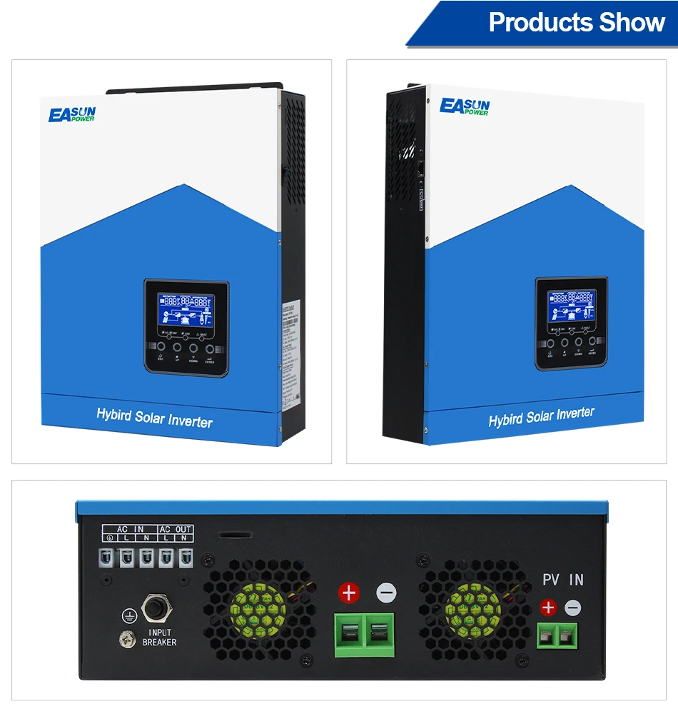 Easun 7000w 4200w 3200w 2200w 12v 24v 48v MPPT Hybrid Off Grid Pure Sine Wave 80a 110a 230v 50/60hz Solar Inverter Charger for EU UA AU Overseas warehouse