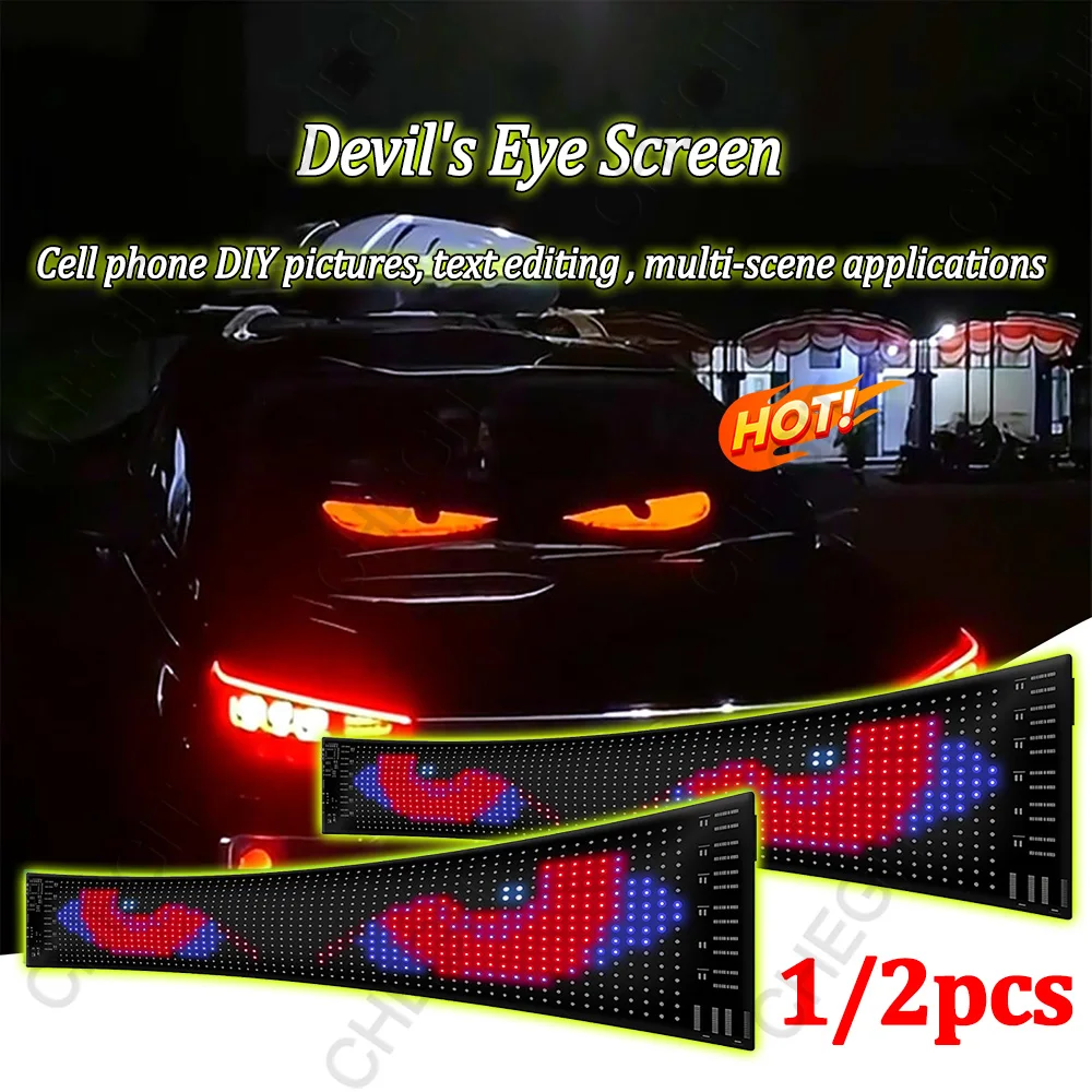 

Car/Truck Devil Eyes Led Display Car Sign Animation Led Matrix Panel App Control DIY RGB Dynamic Flexible Screen Led Car Light