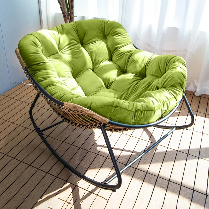 كرسي هزاز مريح كبير الحجم للترفيه وسادة من القماش الناعم لغرفة المعيشة والحديقة وغرفة النوم كرسي هزاز مزدوج كرسي #5