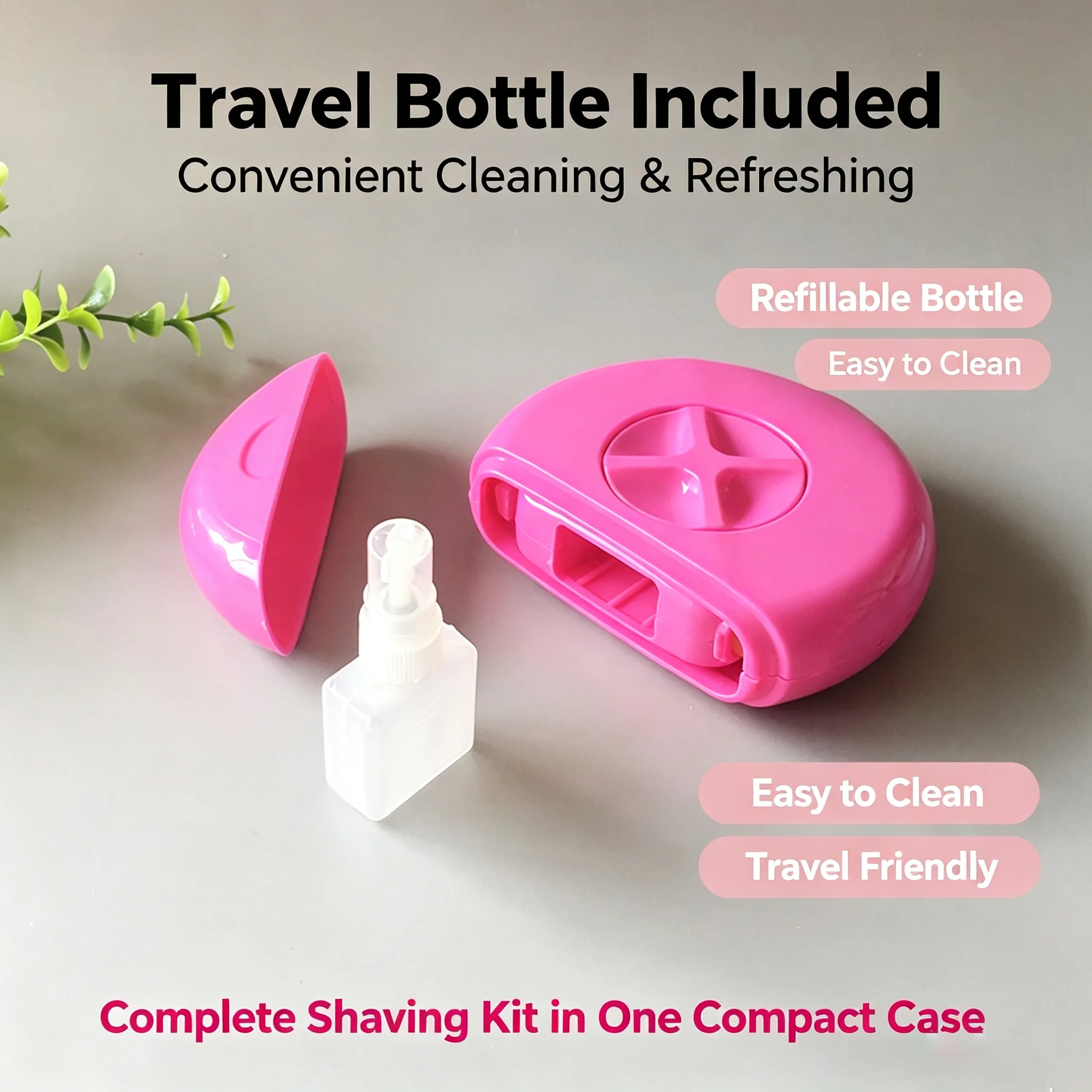 New model of travel portable women's razor, featuring replaceable water mist bottle, moisturizing stick and double-edge design