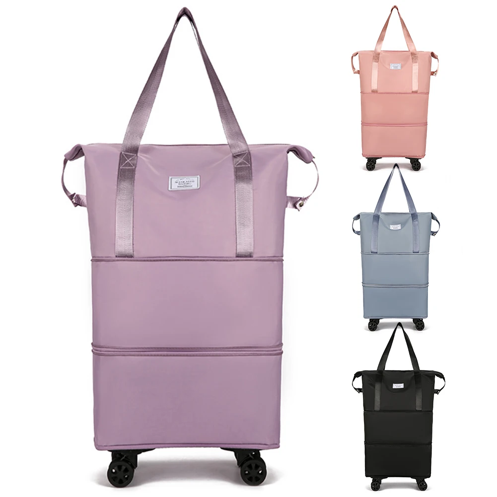 Folding Luggage Bags Large Capacity Collapsible Trolley Bag Oxford Cloth Dry-Wet Separation Unisex Business Trip Bag