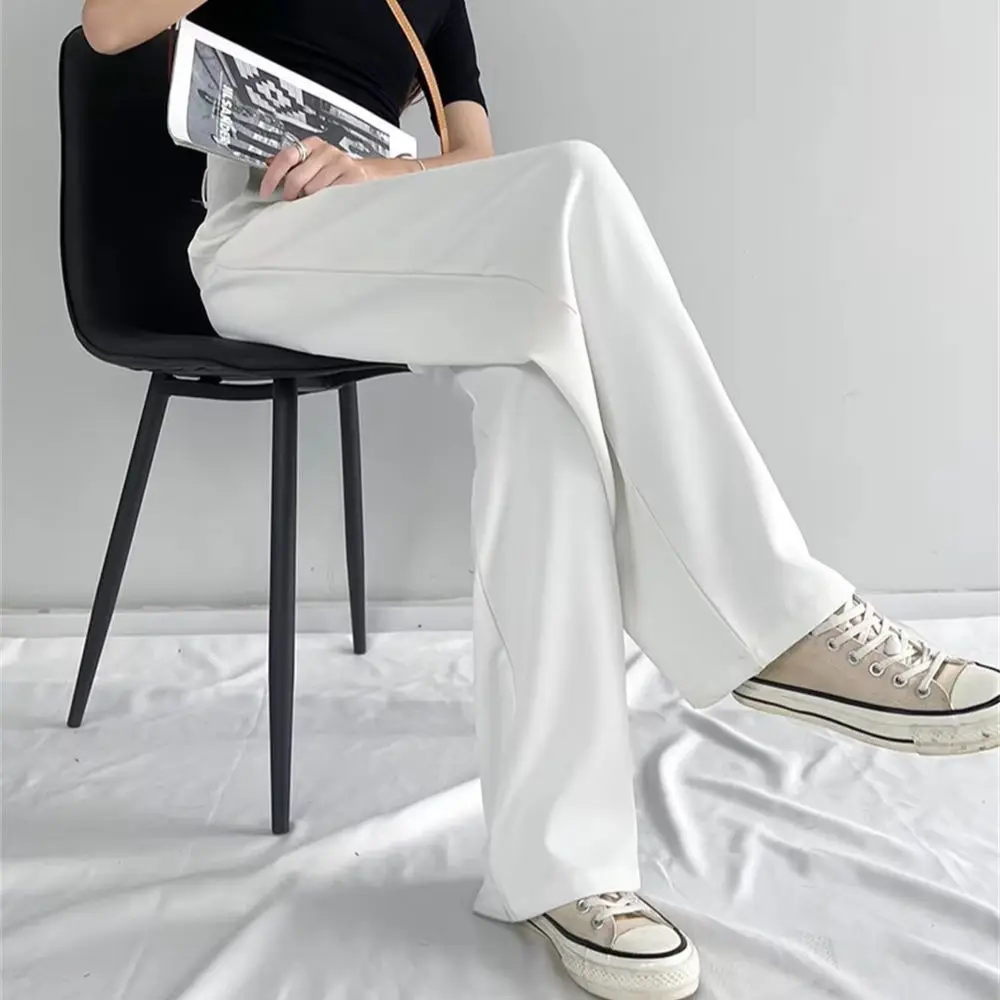 Women White High Waist Wide Leg Pants 2026 Summer Casual Loose Drape Suit Pants Office Lady Elegant Straight Trousers Streetwear