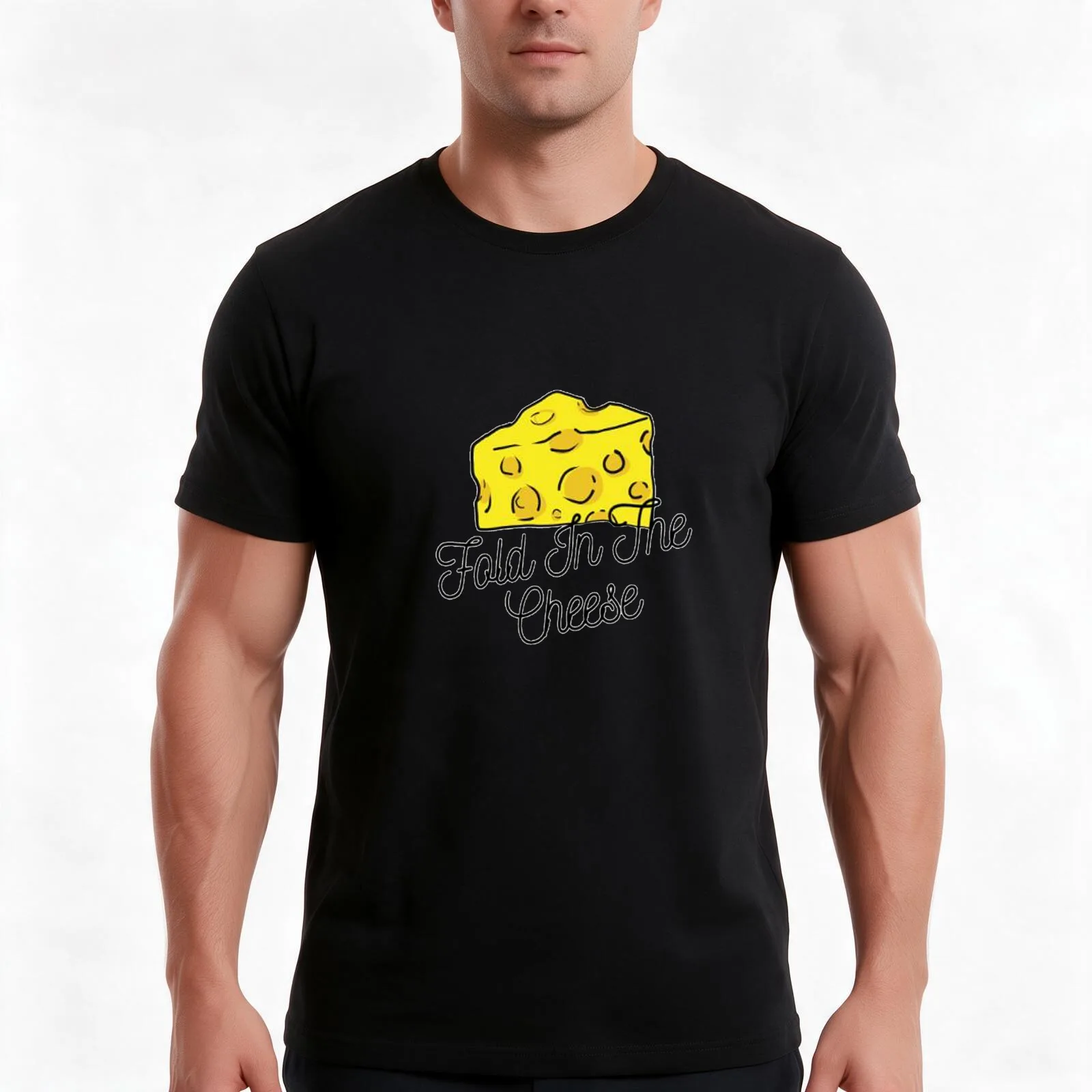 Fold In The Cheese T-Shirt, Summer Casual Cotton Tee, Oversized Streetwear Tops, Vintage Graphic Print, Loose Fit Short Sleeve