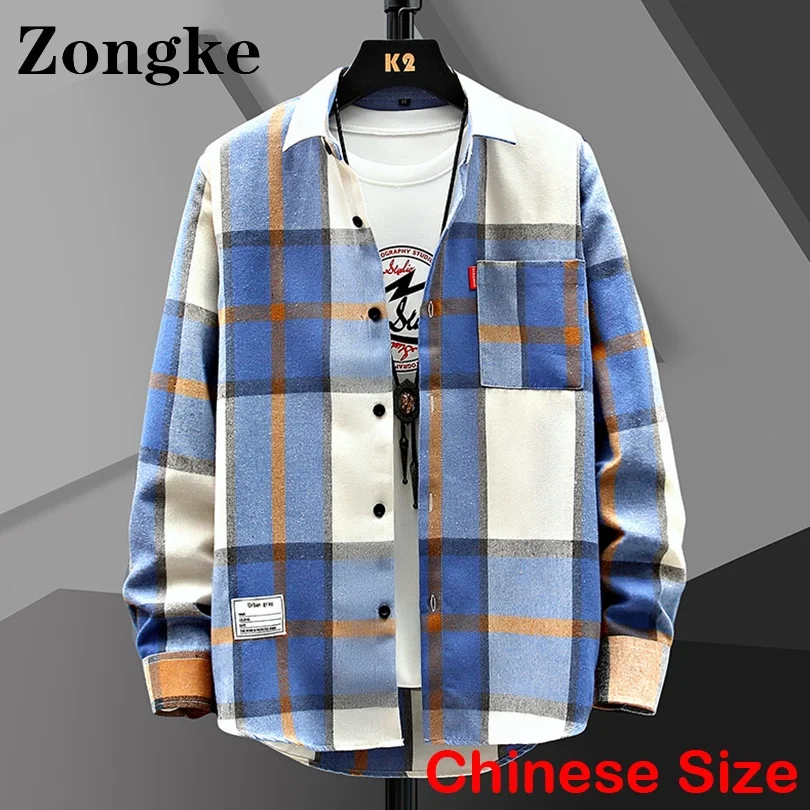 Plaid Shirts For Men Fashion Clothing Chinese Size M-3XL Mens Shirts Clothes Harajuku Vintage 2024 Spring New Arrivals