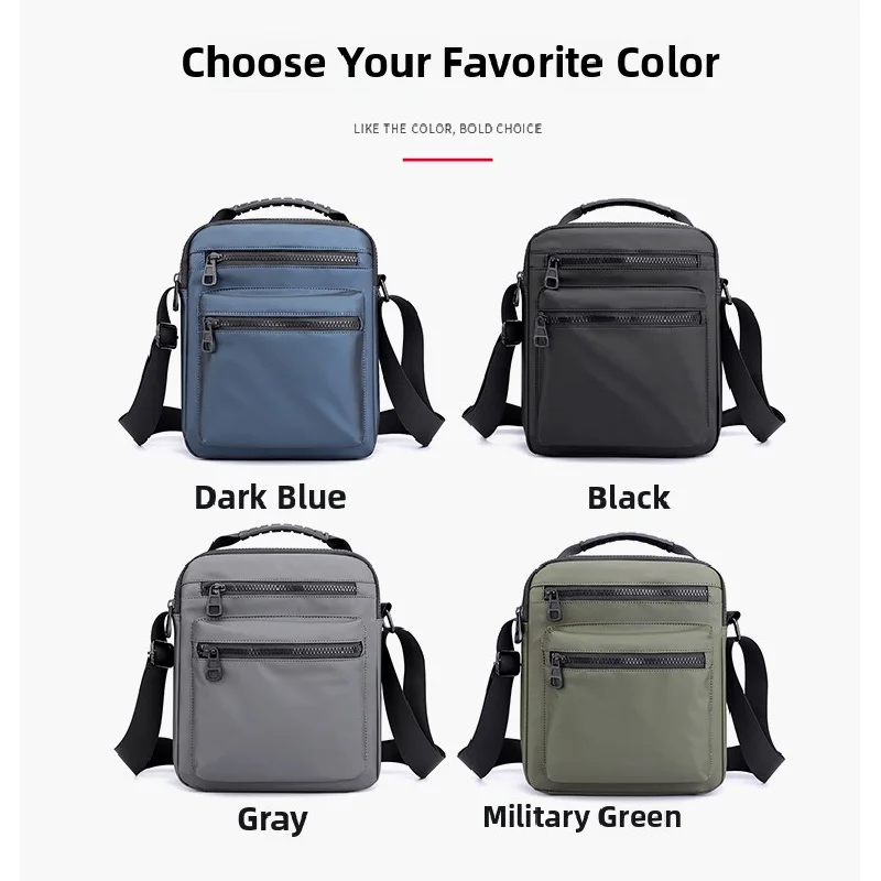 Men's Single Shoulder Bag Casual Oxford Cloth Business Crossbody Street Trend Soft Polyester  Zipper Closure
