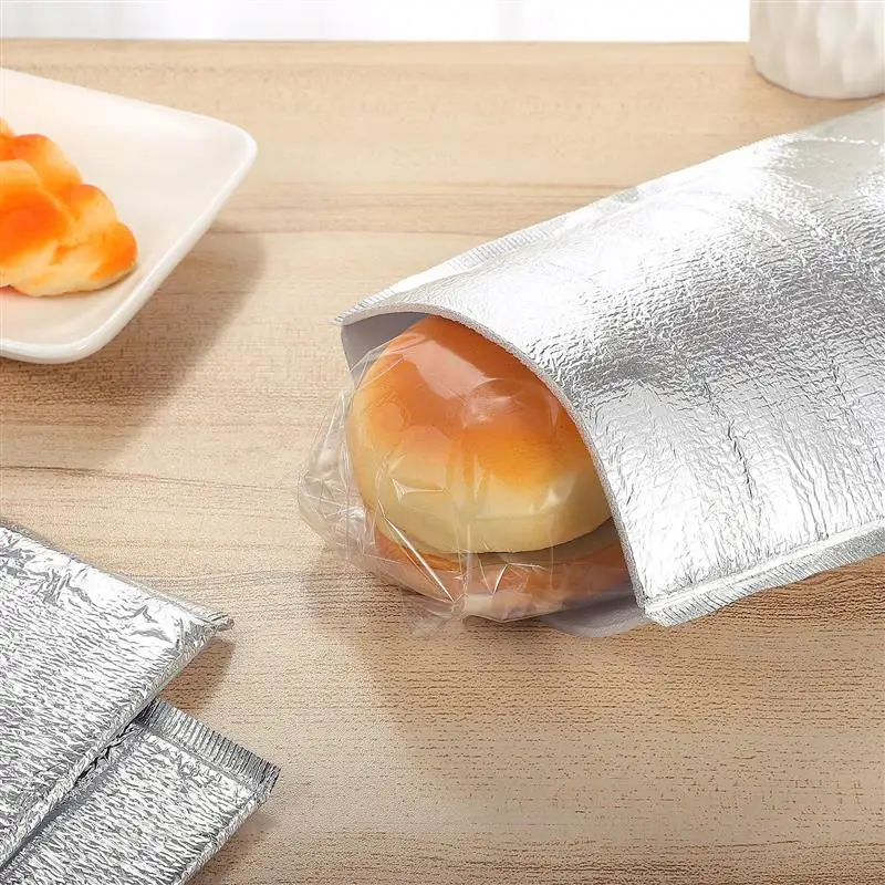 20pcs Disposable Insulation Bag Picnic Hot& Cold Pouch Aluminum Foil Thermal Bag Refrigerate Ice Bag Food Takeaway