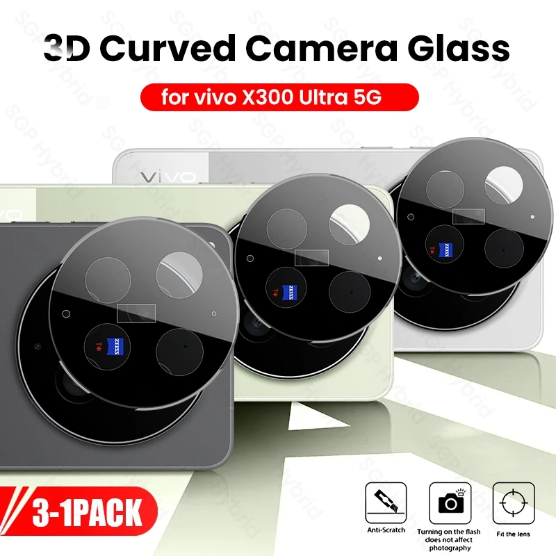 

X300Ultra 3-1Pcs Black 3D Curved Tempered Glass Camera Protector Cover for vivo X300 Ultra 5G 9H Lens Film on vivoX300Ultra 2026