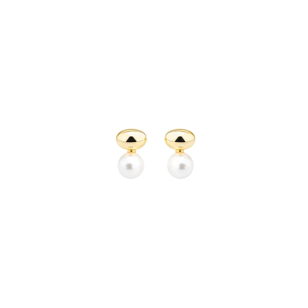 

AB/925 Sterling silver gold-plated shell beads simple Korean design small exquisite casual women's drop earrings.