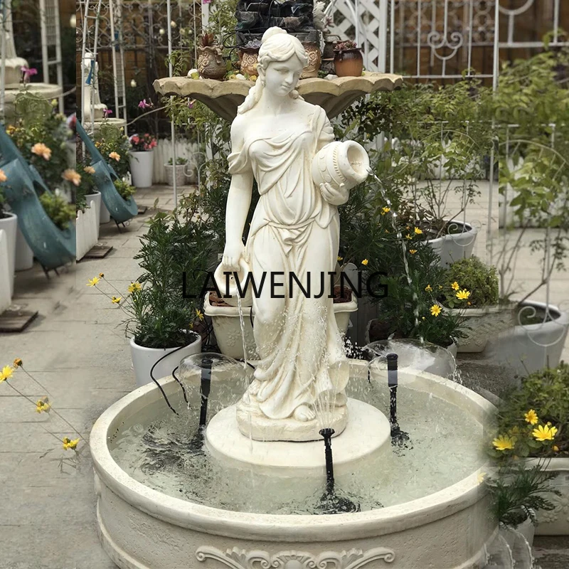 

HLZ statue fountain ornament courtyard pool home water feature props decoration hotel