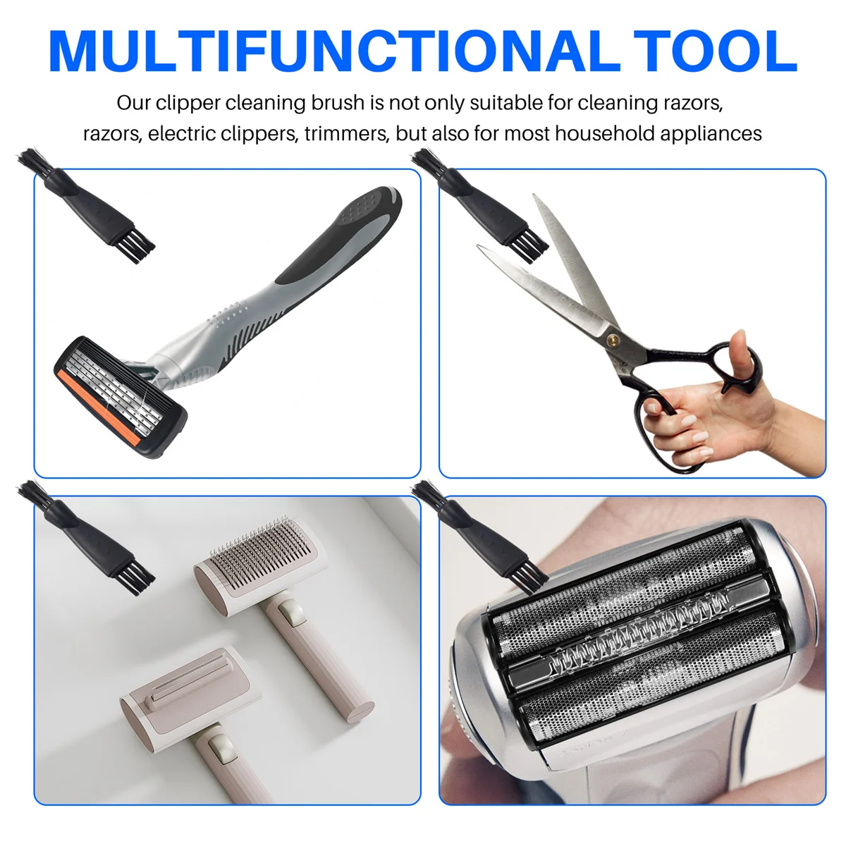 A64E 4Pieces Double-Sided Razor Trimmer Shaver Cleaning Brush Clipper Cleaner Brush Clipper Cleaning Brush for Men