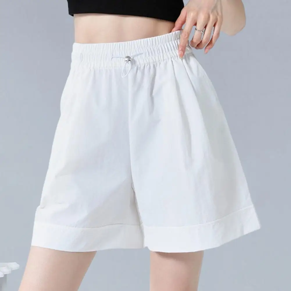 Hoge Taille Shorts Stijlvolle Zomerbroek Voor Dames Met Elastische Trekkoord Met Hoge Taille A-Lijn Losse Zijzakken Comfortabel