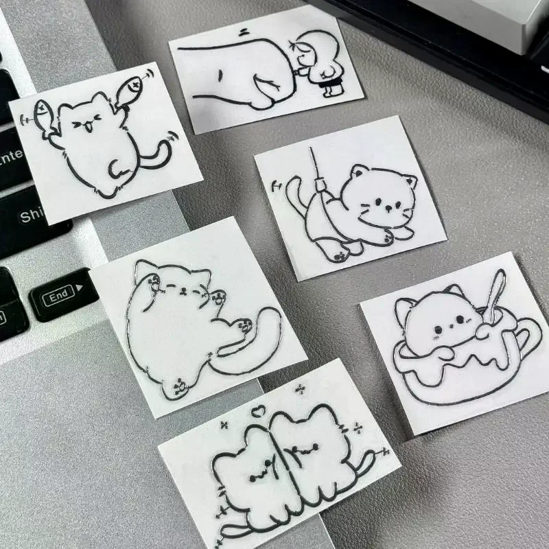 

3D Waterproof Metal Stickers Girl & Cat Cartoon for DIY Phone Case Laptop Decoration