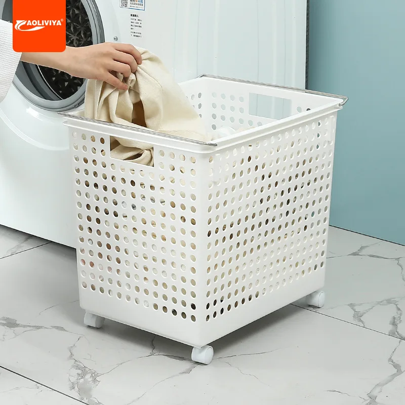 Aoliviya Clothes Storage Basket Plastic Extra Large Bathroom Dirty Laundry Laundry Basket Household Storage Box Storage Basket S