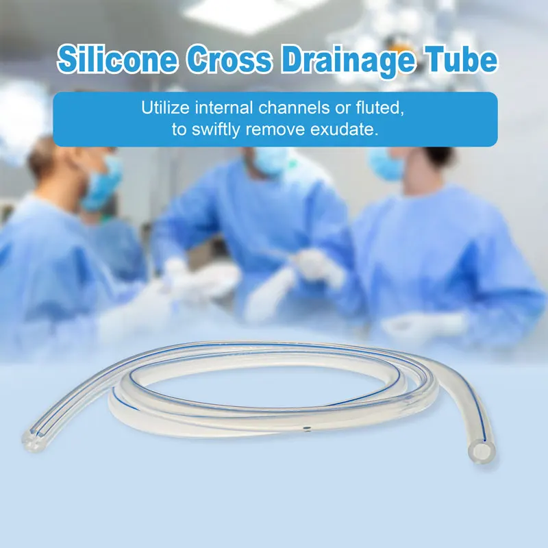 Pet Animal 100% Medical Silicone Cross Drainage Tube Round Channel Fluted Drains Without Trocar Veterinary Clinic High Quality