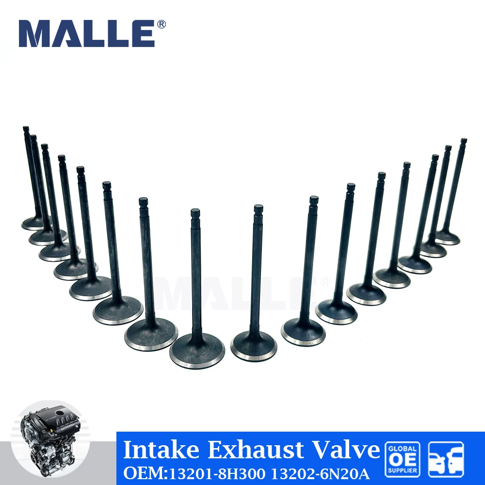 

16 Pcs Intake Exhaust Valve Kit For Nissan Teana Altima X-TRAIL 2.0L 2.5 QR25 T30 Engine Car Accessories 13201-8H300 13202-6N20A