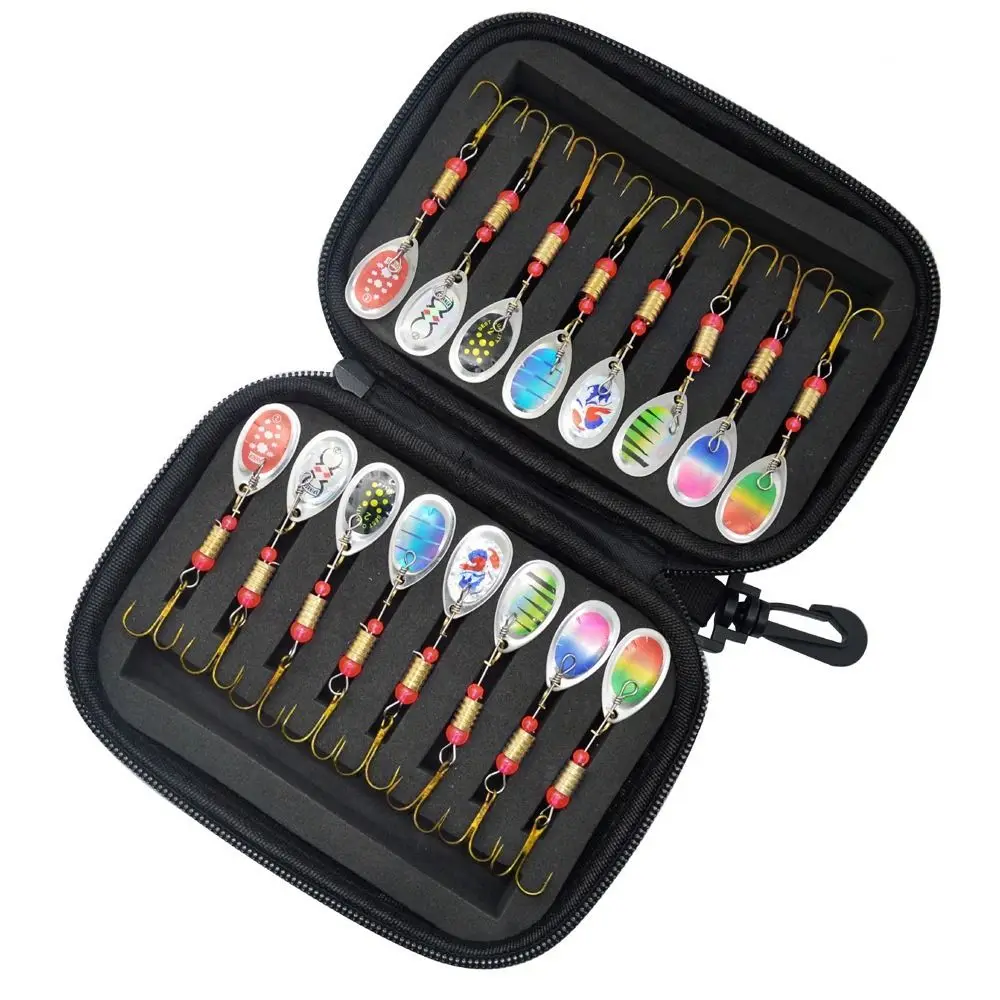 Rotating Glitter Spinners Fishing Lure Storage Case Jigging Baits Metal Spinner Bait Fish Hook Easy Carrying EVA Fishing Bag