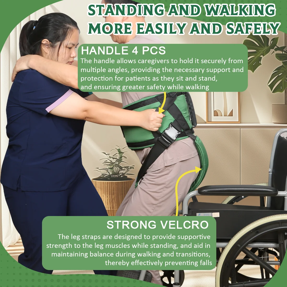 

EZ Assistive Walking Training Gait Belt with Leg Straps Safe Standing Aid Support Waist Belt Nursing Transfer Care SWL 150kg