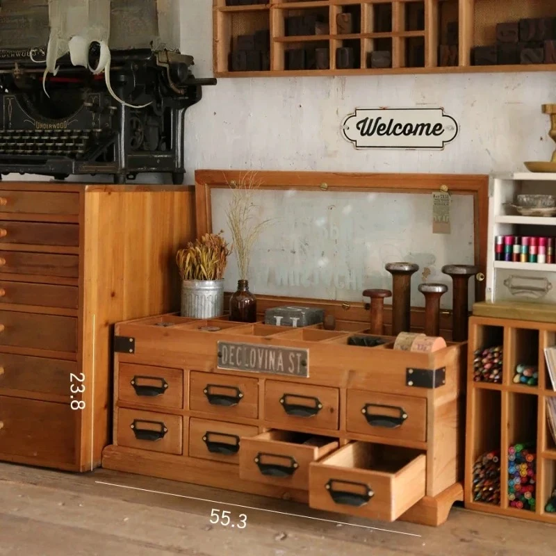 

Винтажный деревянный органайзер для стола, набор для скрапбукинга и рукоделия, для канцелярских принадлежностей, штампов, скотча васи, деревенский стиль, коробка для хранения для дома и офиса