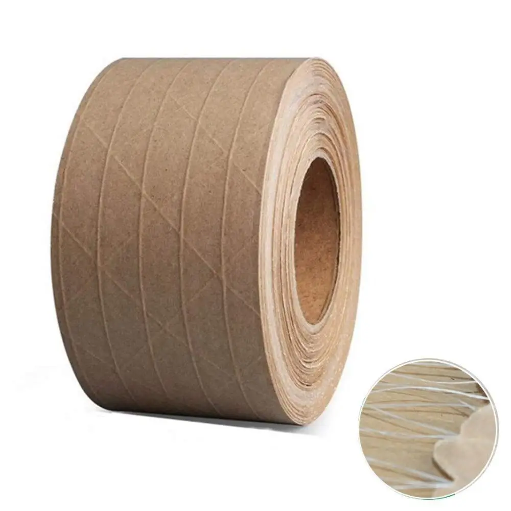 30M/Roll Car Painting Shelter Reinforced Kraft Paper Tape Photo Frame Self Adhesive Gummed Packaging Tape Recyclable Waterproof