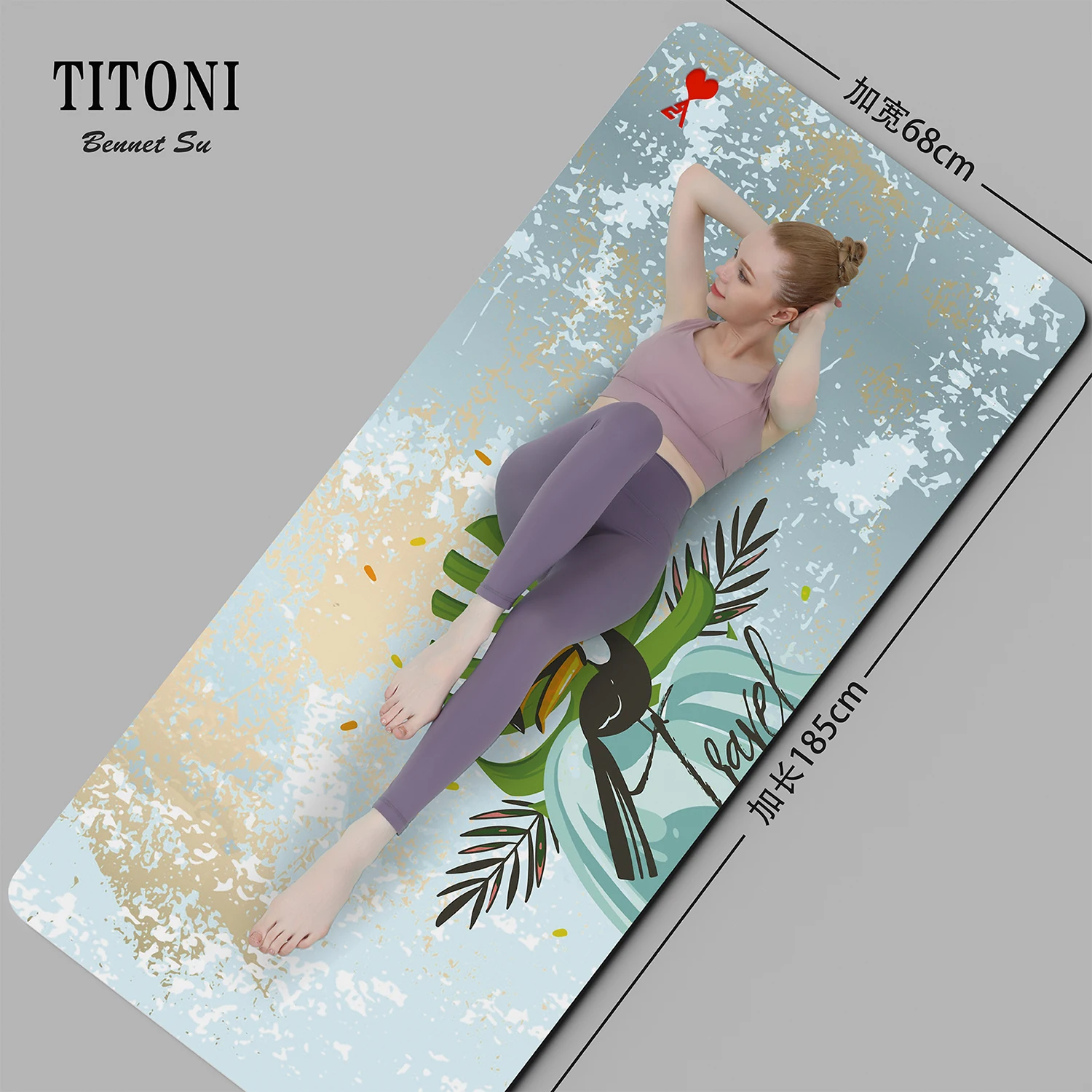 TITONI Advanced 5mm Thick Non Slip Anti-Tear Meditation Fitness Mat Double-Layered PU Rubber Yoga Mat