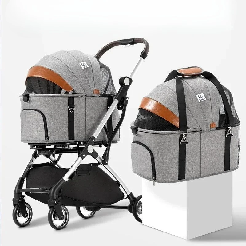 

For Pet Stroller Light Cup Holder Design Four-wheeled Universal Wheel Dog Cart Outdoor Travel Carrying Bag for Small Dogs