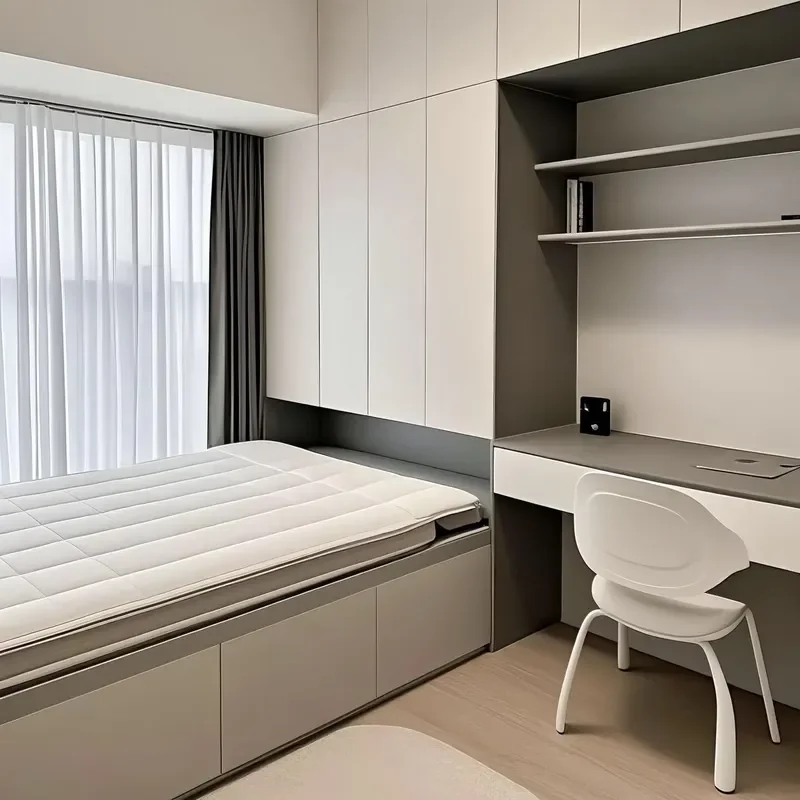 Custom Modern Tatami Hidden Bed Wall Queen Size Minimalist Dressing Table One Wardrobe Bed Cabinet Storage for Bedroom